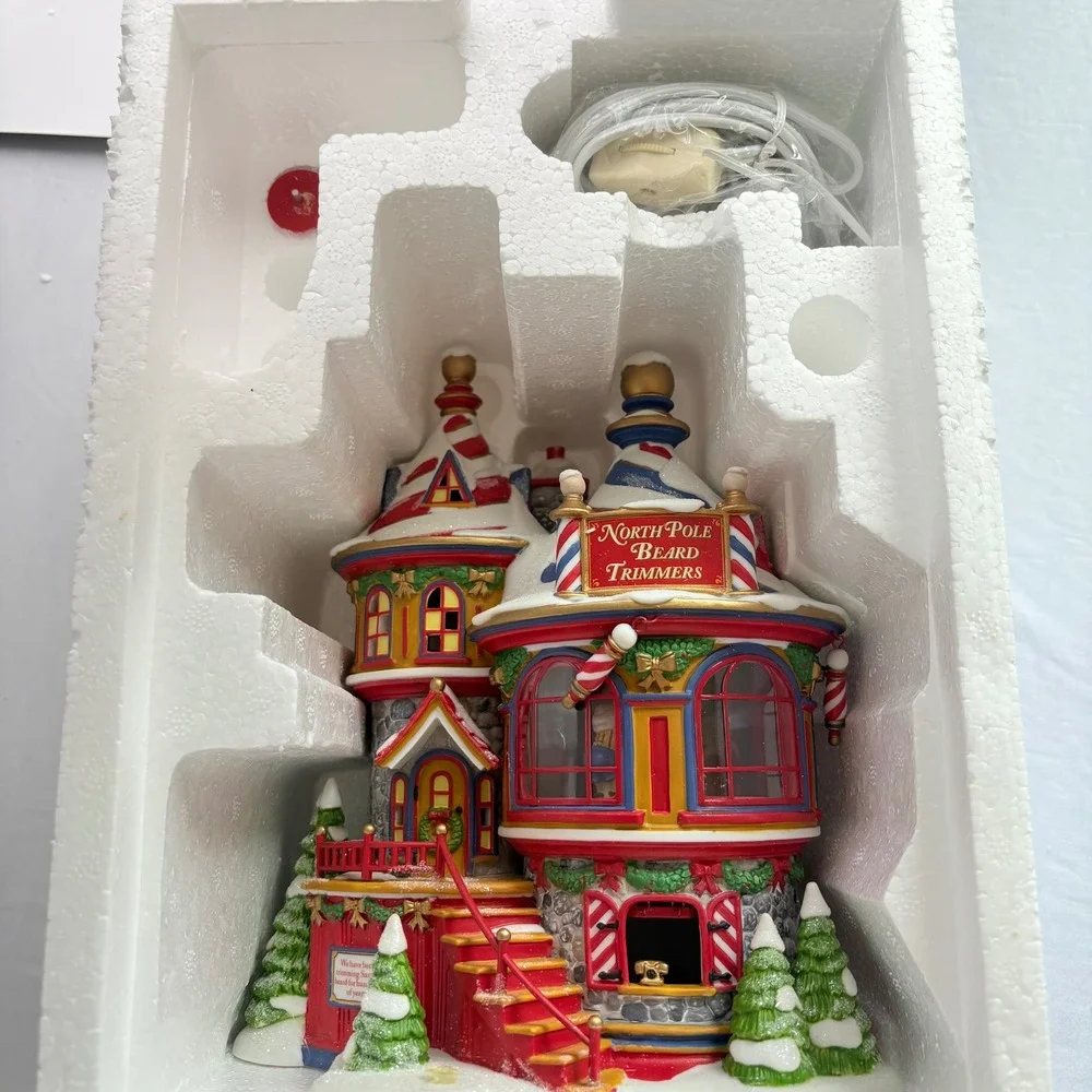 Department 56 North Pole Beard Trimmers 2007 Lighted Village Building 56.56958